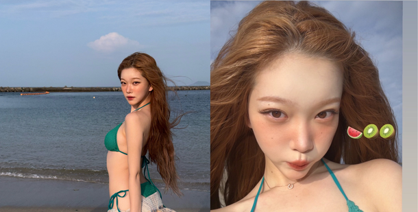 츠키, 비키니 롱스커트와 건강미 어필
